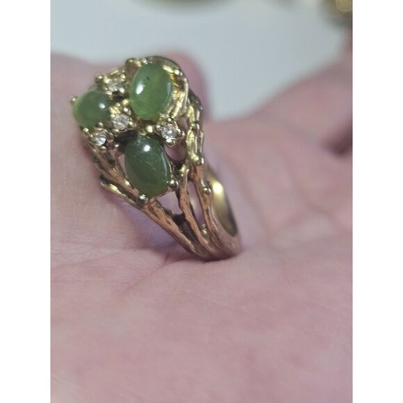 Uncas gold tone jadeite ring - Picture 2 of 11